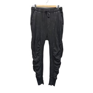 Free People FP Movement Ruched Joggers Faded Black Acid Wash Small Harem